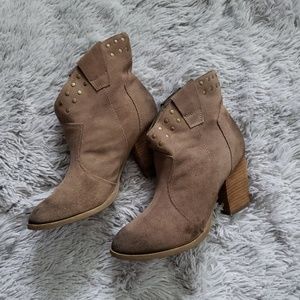 STEVE MADDEN Jessi Brown Suede Bootie with Studs